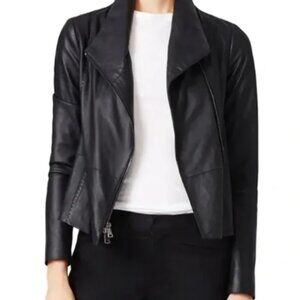 Vince Black Scuba Leather Jacket for Women